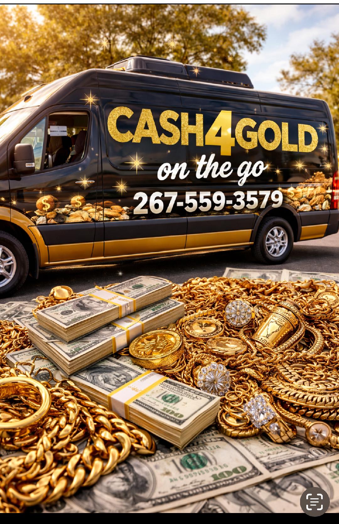 Cash4Gold On The Go mobile service van with gold and jewelry